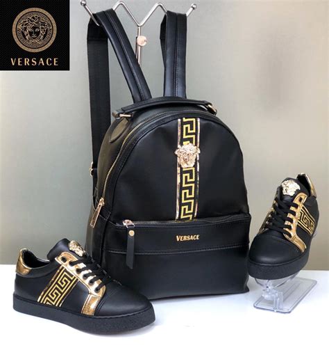 versace black mini backpack|Versace gift set with backpack.